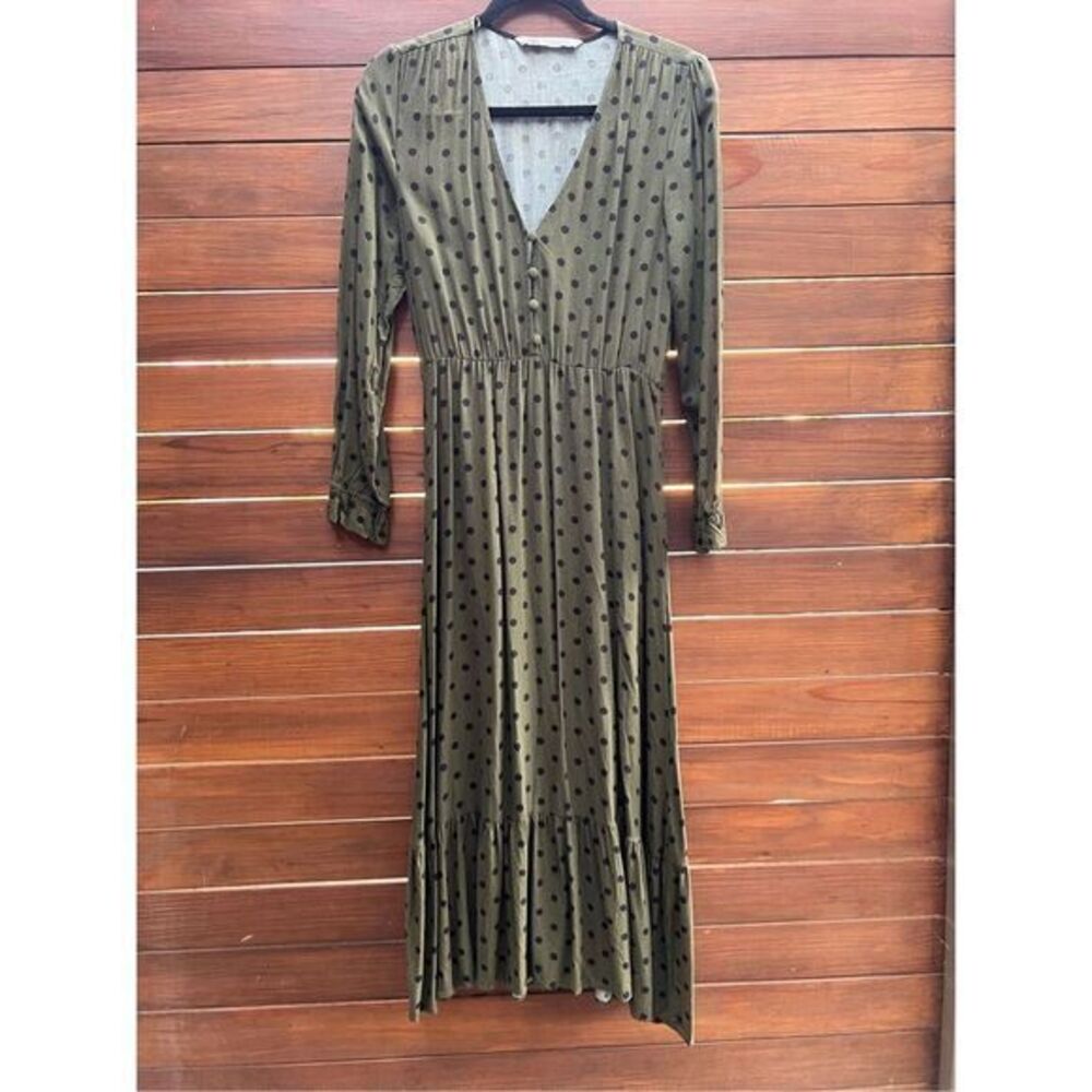 Olive Green Polka Dot Maxi Dress